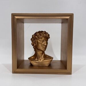 Michelangelo David Bust Gold Shadowbox Wall Shelf 7x7